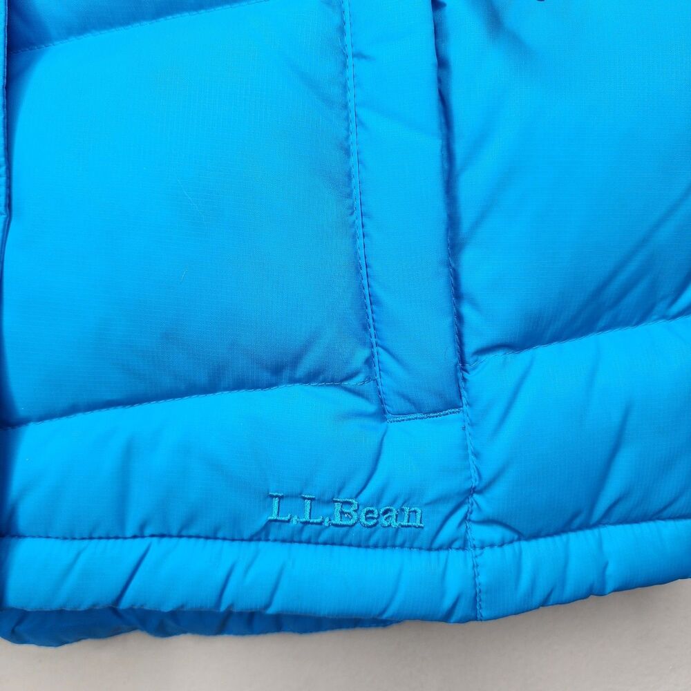 LL Bean Goose Down Puffer Vest Blue Womens Medium Athletic Gorpcore Zip Snap - Picture 8 of 16
